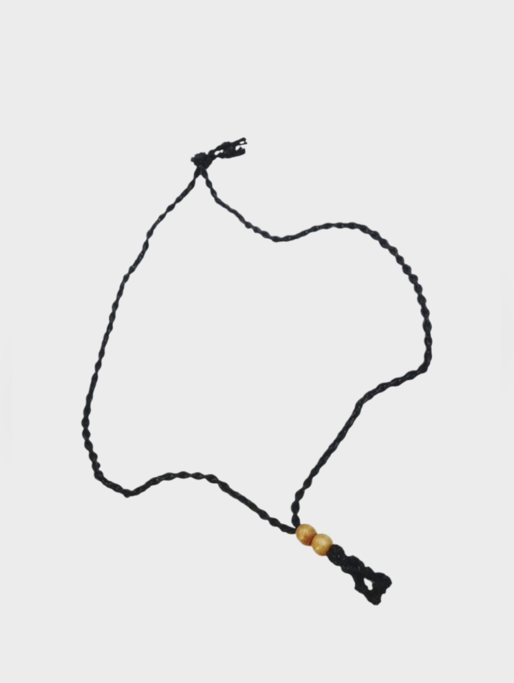 🙋 10/$20. Black Braided Cord Necklace with Wooden Bead Accent